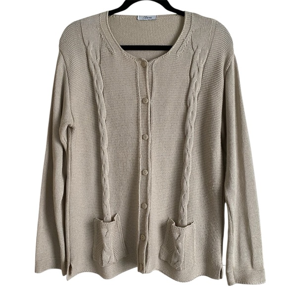 MAREA Italy Beige Cable Knit Sweater with Pockets size M/ L
